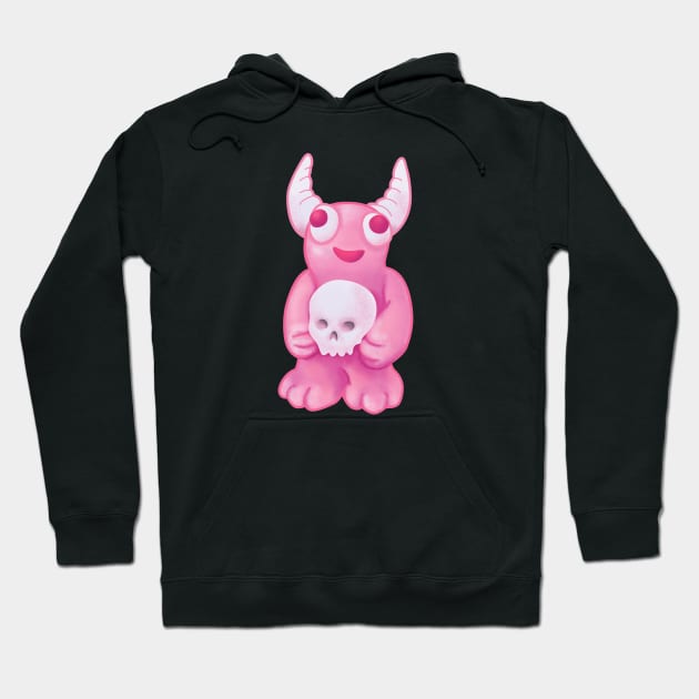 Pink Demon Skull Creepy Cute Horror Art Hoodie by Boriana Giormova